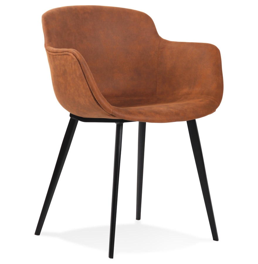 Chaise DERBY | Microfibre marron | 59x54x80 cm