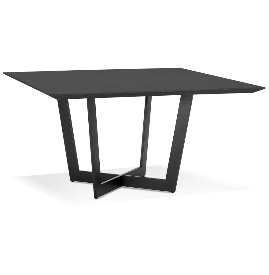 'ANITA' square dining table in wood and black metal - 140x140 cm
