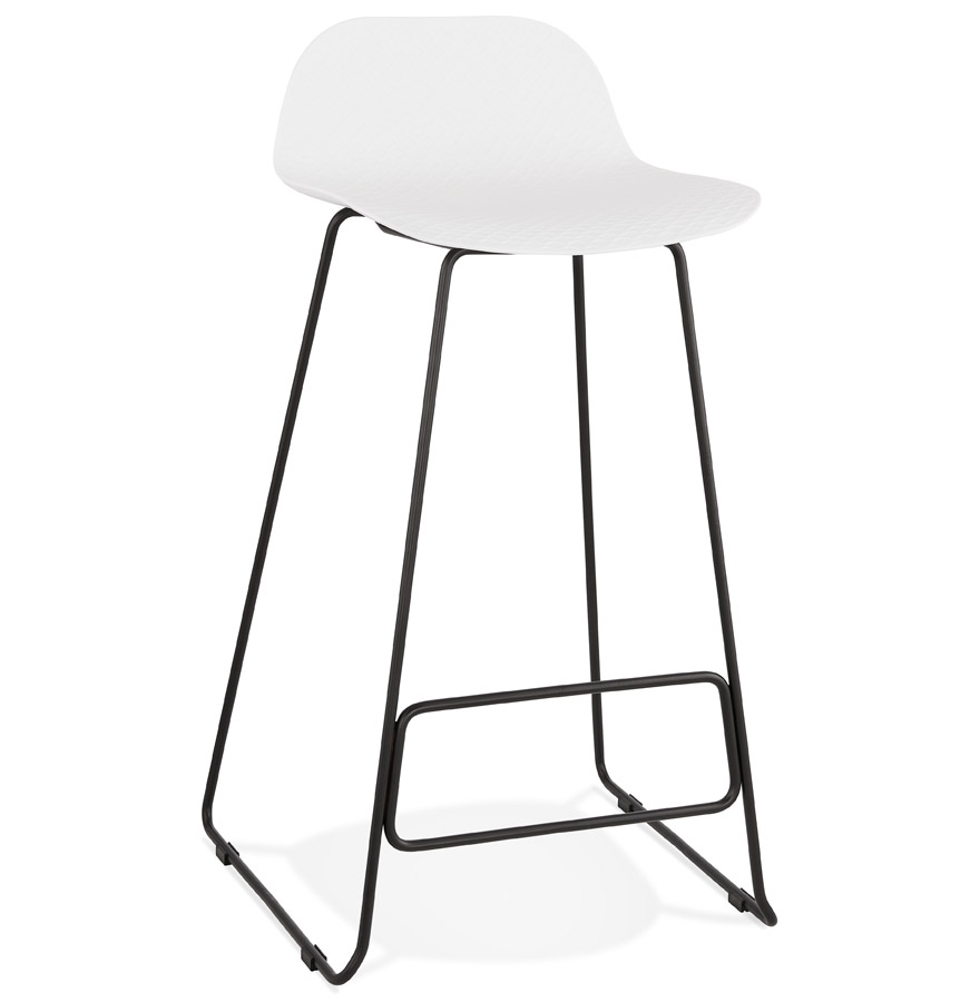 Tabouret bar blanc | Structure métal noir | 53x50.5x95 cm