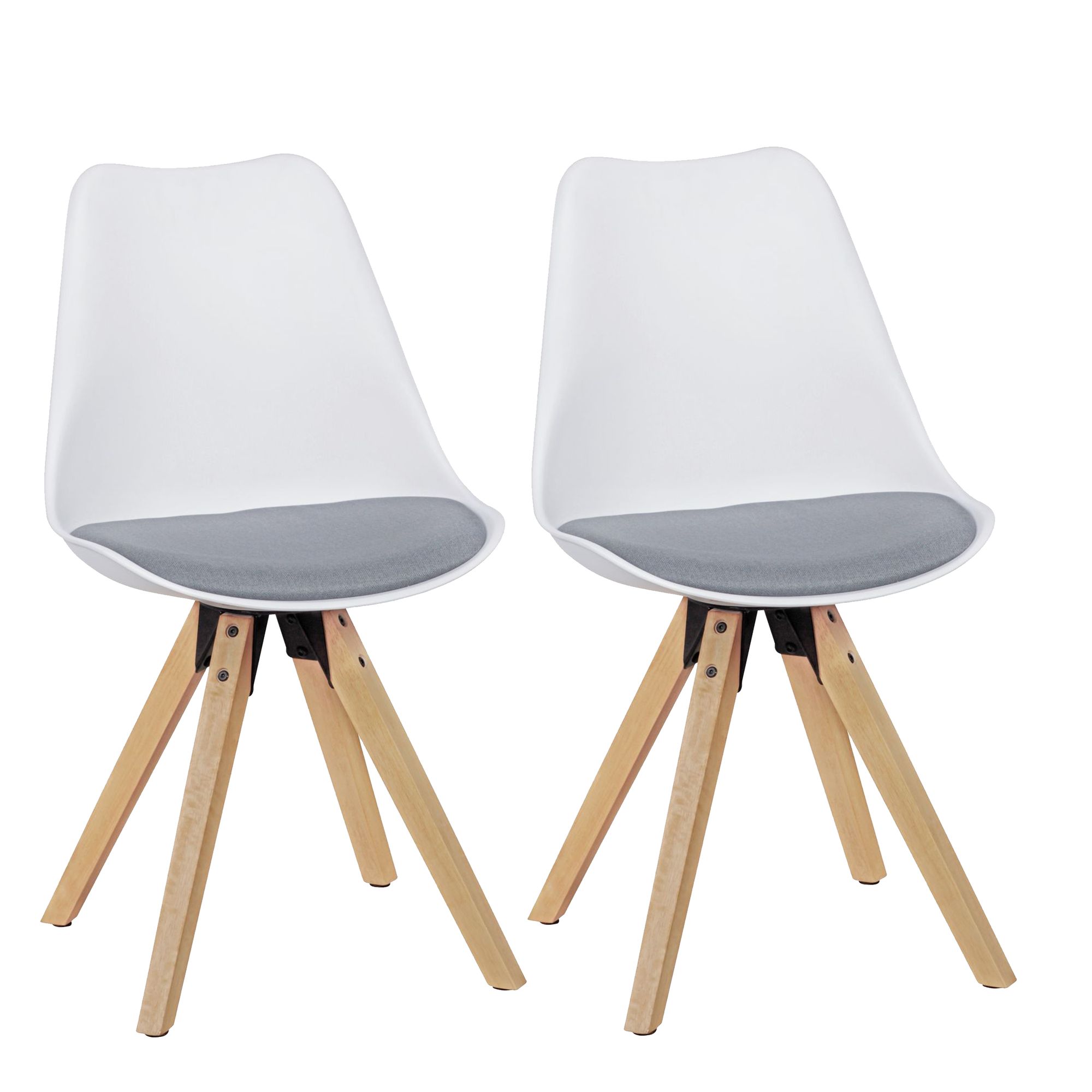 2 chaises de salle à manger rétro LIMA blanc/gris | tissu rembourré | 49x87x52 cm