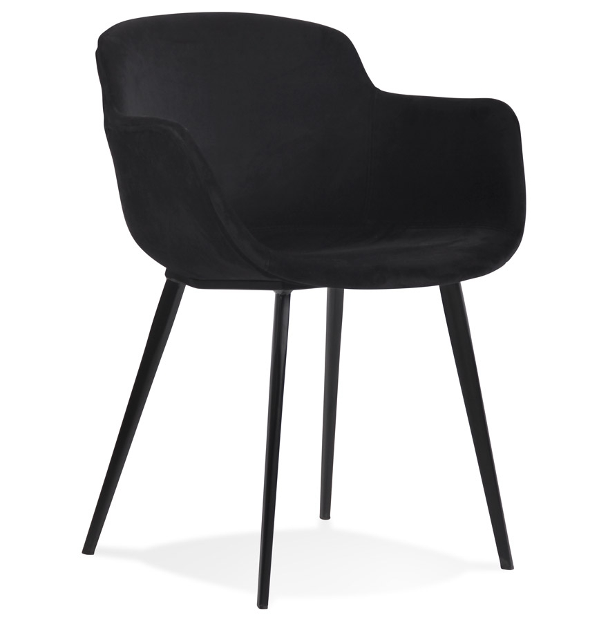 Chaise ARMADA avec accoudoirs | Velours noir | 59x54x80 cm
