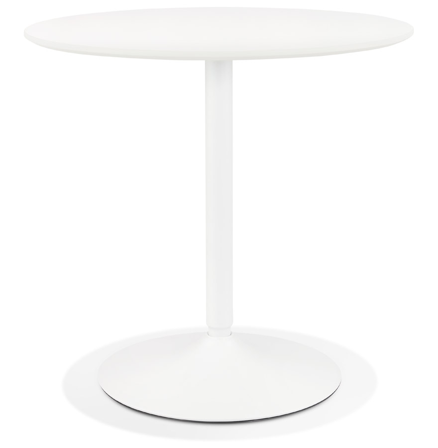 'CHIVA' design round table in wood and white metal - Ø 80 cm
