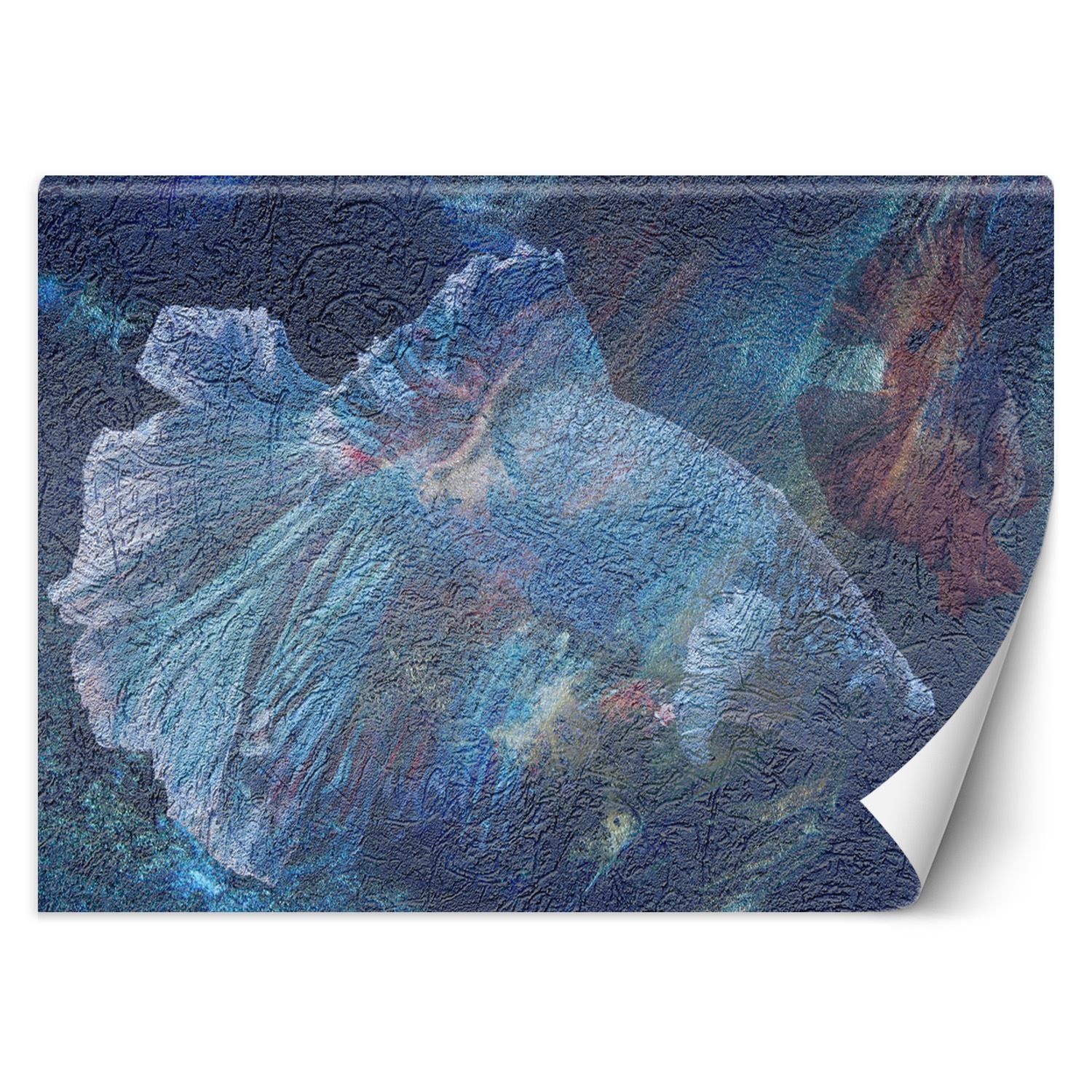Papier peint imprimé sur toile art classique finition de couleur bleue