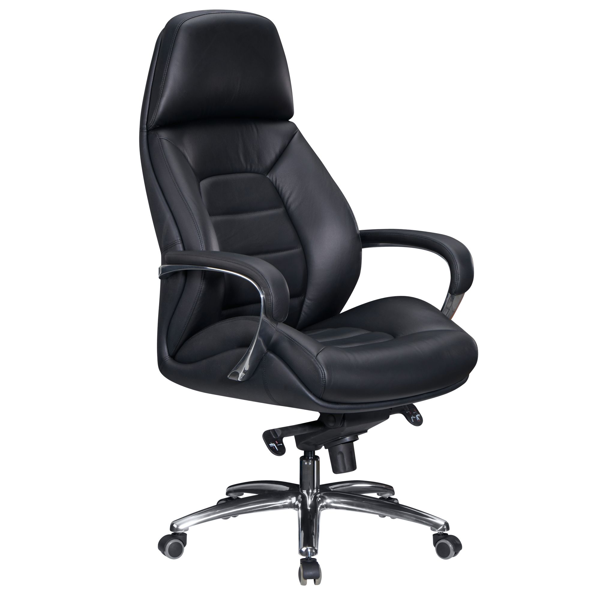 Black Genuine Leather XXL Office Chair | 67x67x127-136.5 cm | Max Load 120 kg