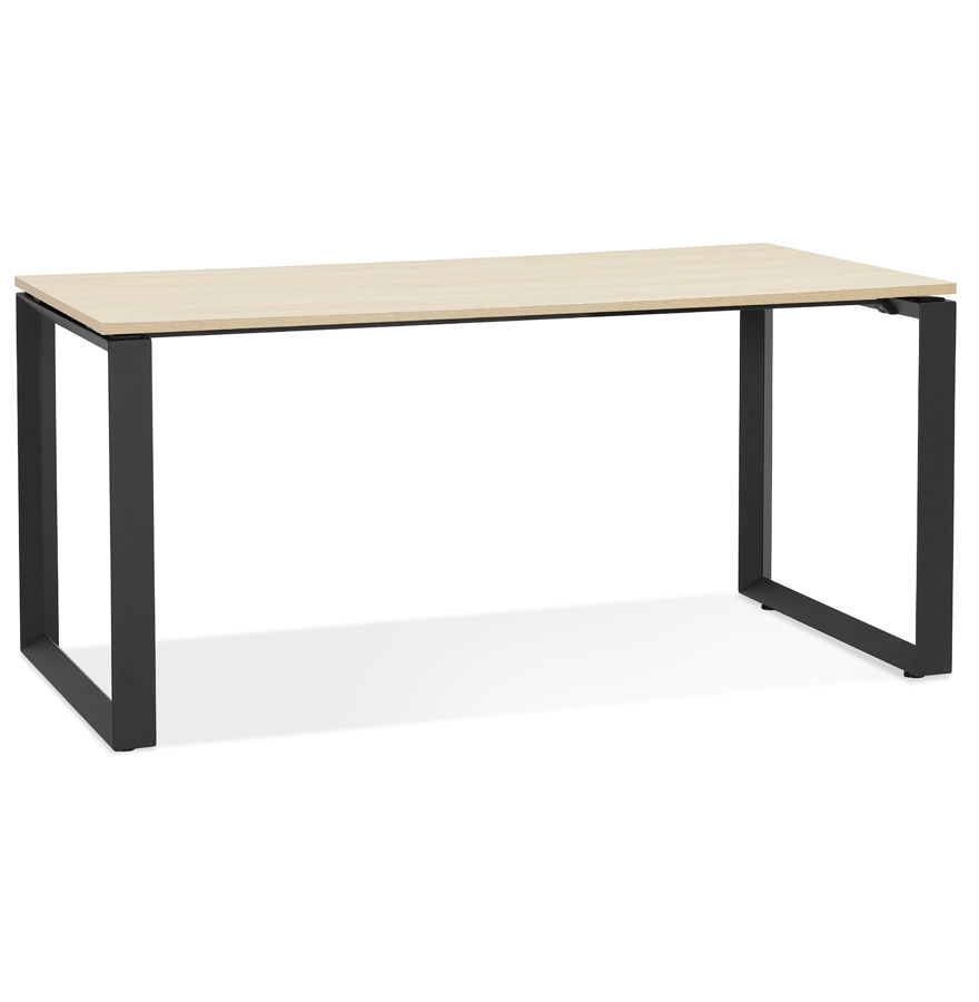 'BAKUS' design desk in natural finish wood and black metal - 160x80 cm