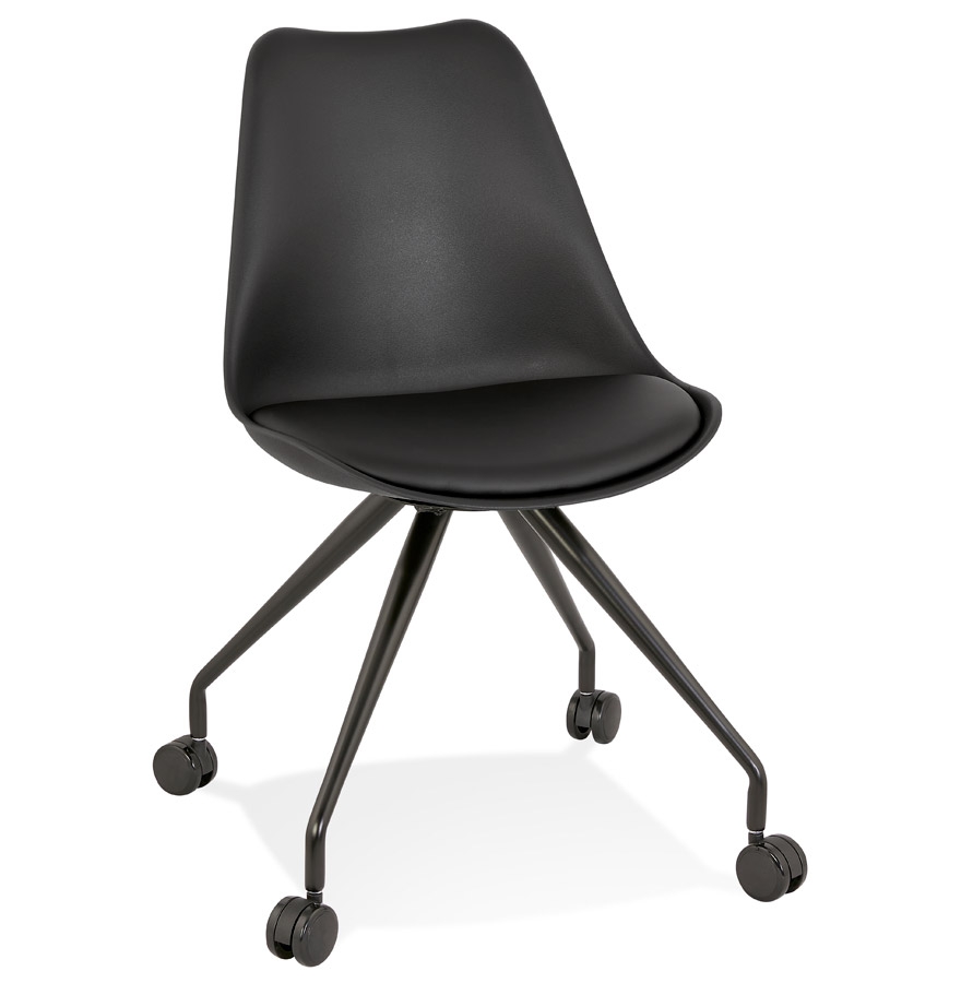 'SKIN' black desk chair on wheels with black metal frame