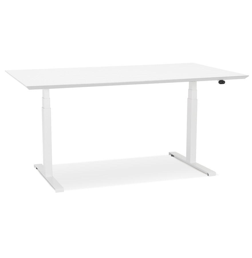 'BIONIK' electric sit-stand desk with wooden and white metal top - 150x70 cm