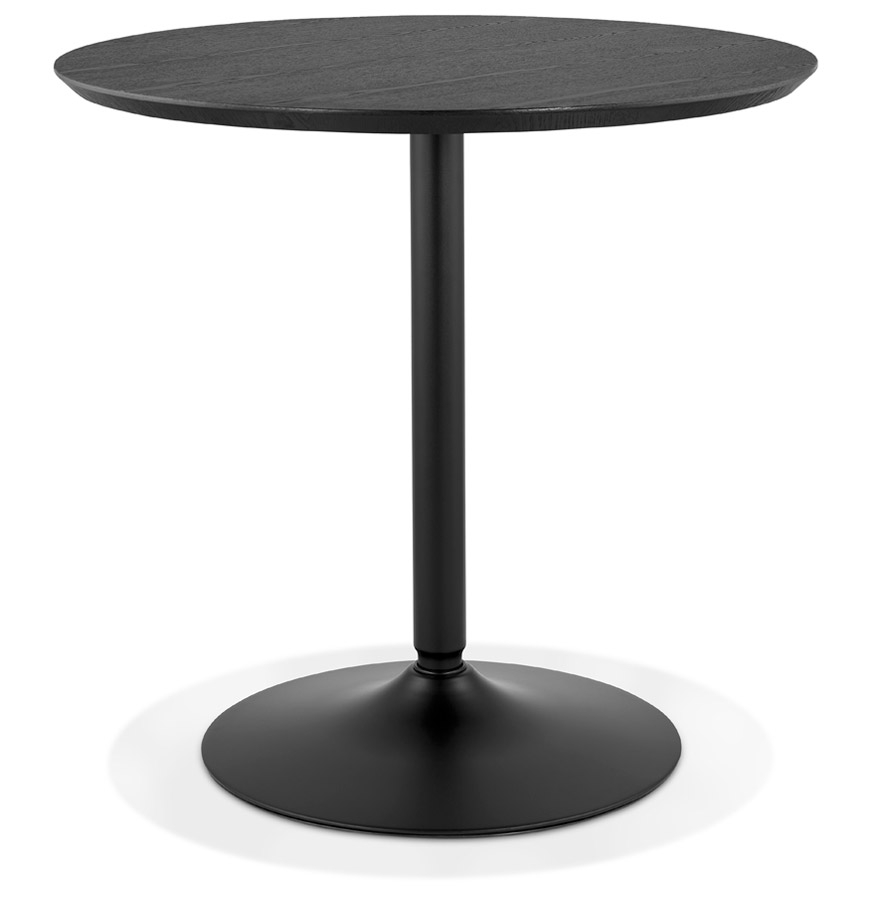 'HUSH' design round table in wood and black metal - Ø 80 cm