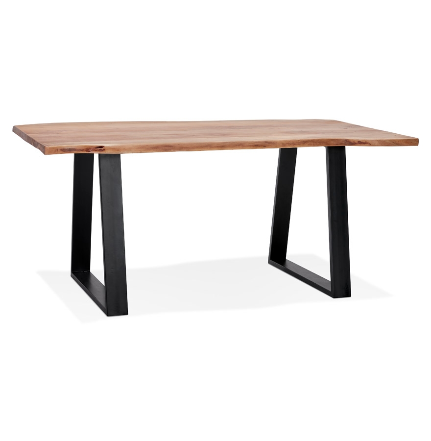 'RAFA' industrial style dining table in solid wood and metal - 160x90 cm