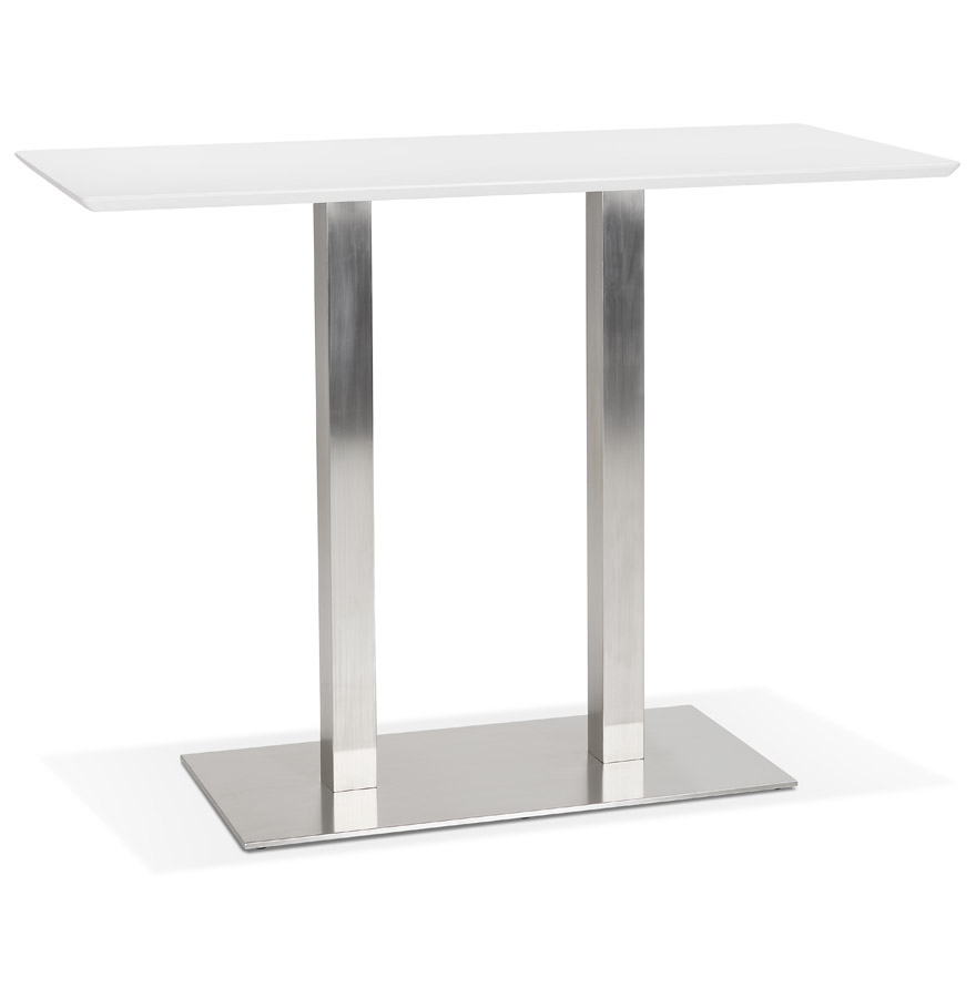 Design Stehtisch 'MAMBO BAR' weiß mit Standfuß aus gebürstetem Metall - 150x70 cm