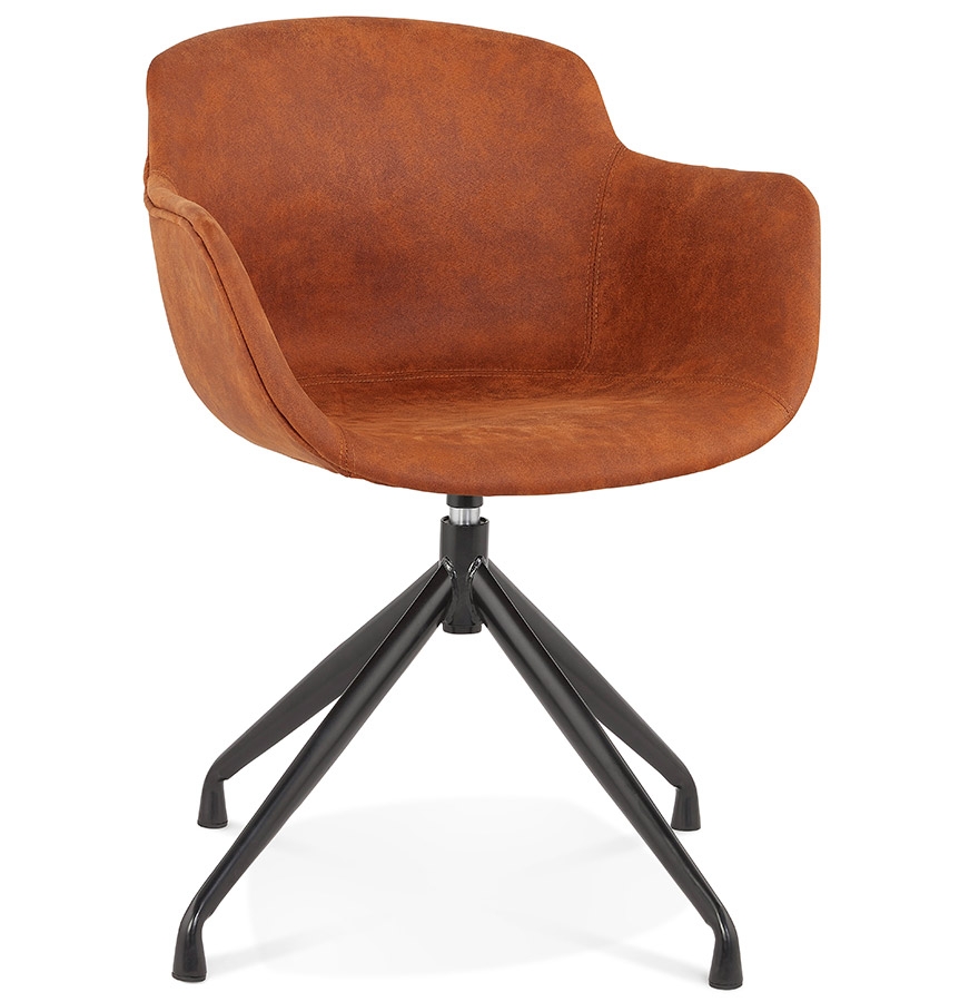 Chaise design avec accoudoirs 'SOUND' en microfibre marron | 54x59x80 cm