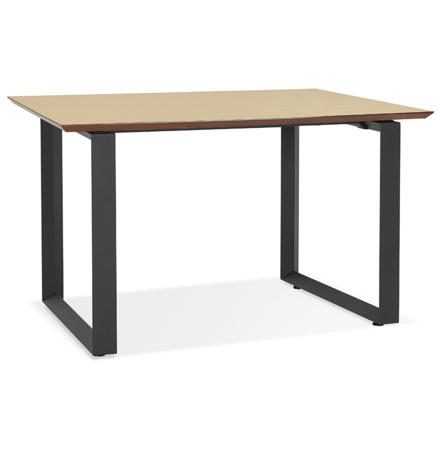 'GIMINI' right management office in natural finish wood and black metal - 130x70 cm