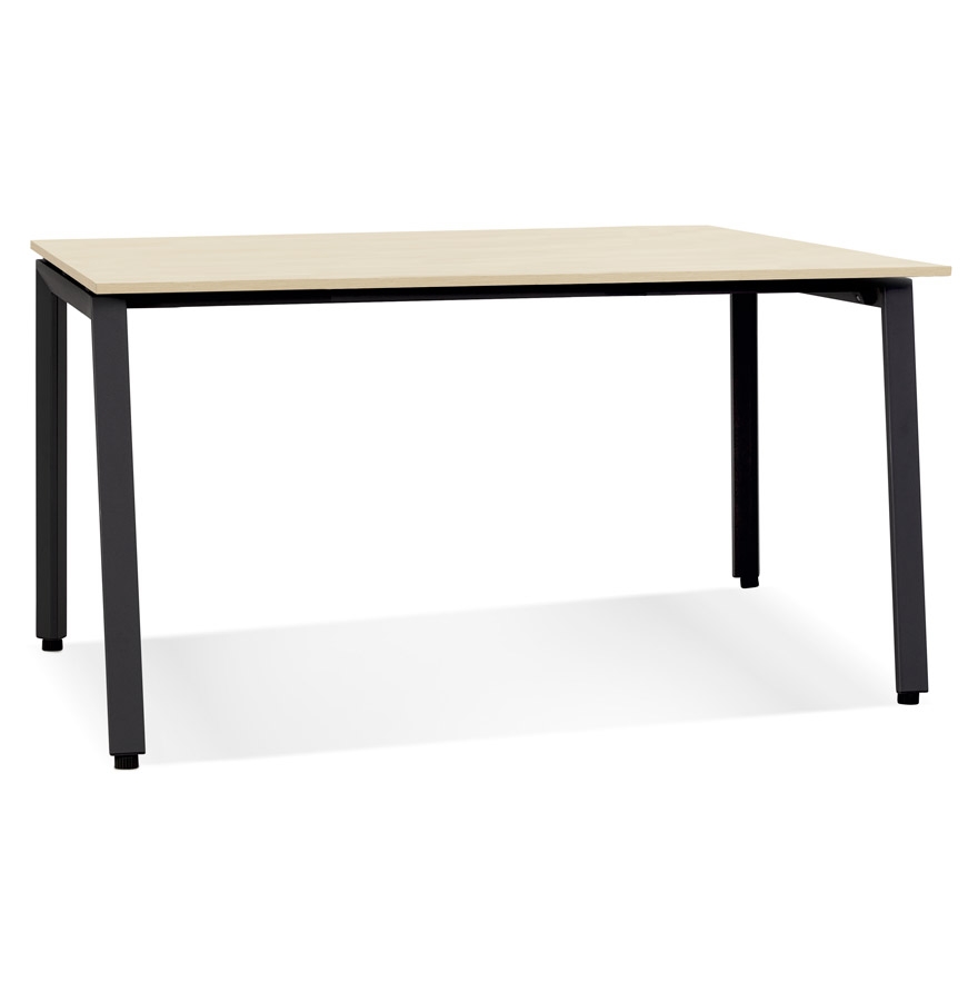 'AMADEUS' design desk in natural finish wood and black metal - 160x80 cm