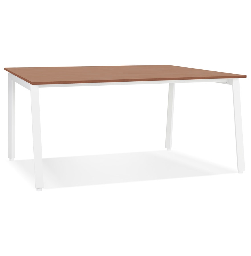 'AMADEUS' design right desk in walnut wood and white metal finish - 160x80 cm