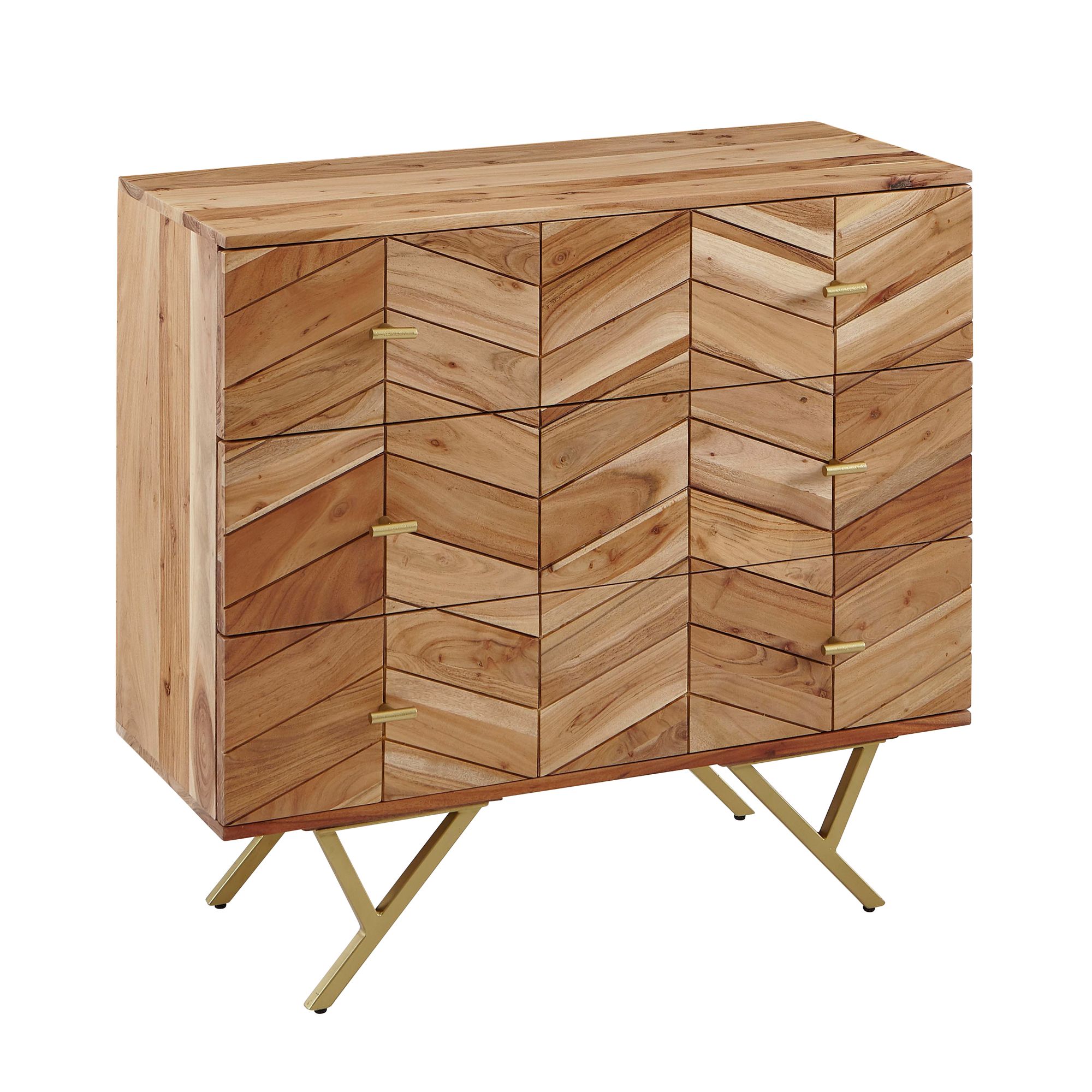 Buffet 90x86.5x40 cm acacia buffet bois / métal massif