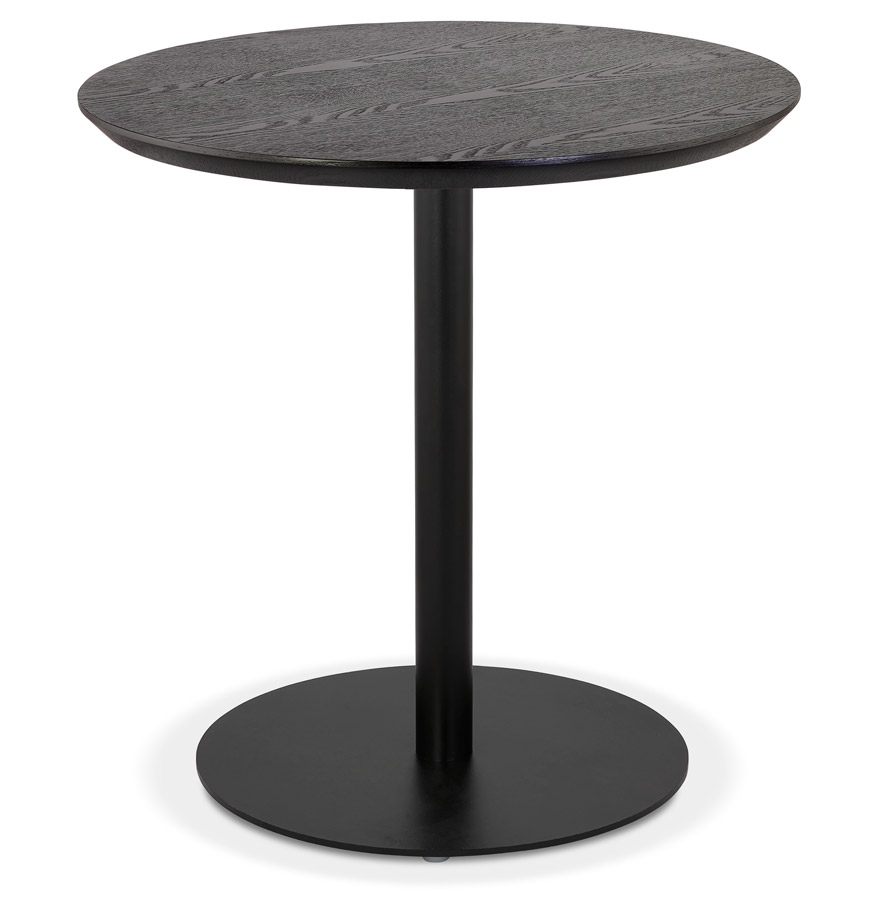 Petit table à manger ronde en bois plaqué frêne noir et métal noir | Noir | Ø 60 cm