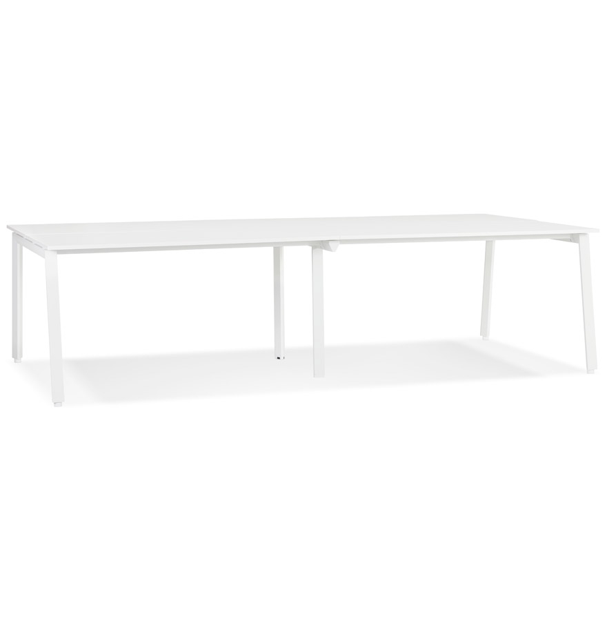 'AMADEUS' double bench desk/meeting table in wood and white metal - 280x140 cm
