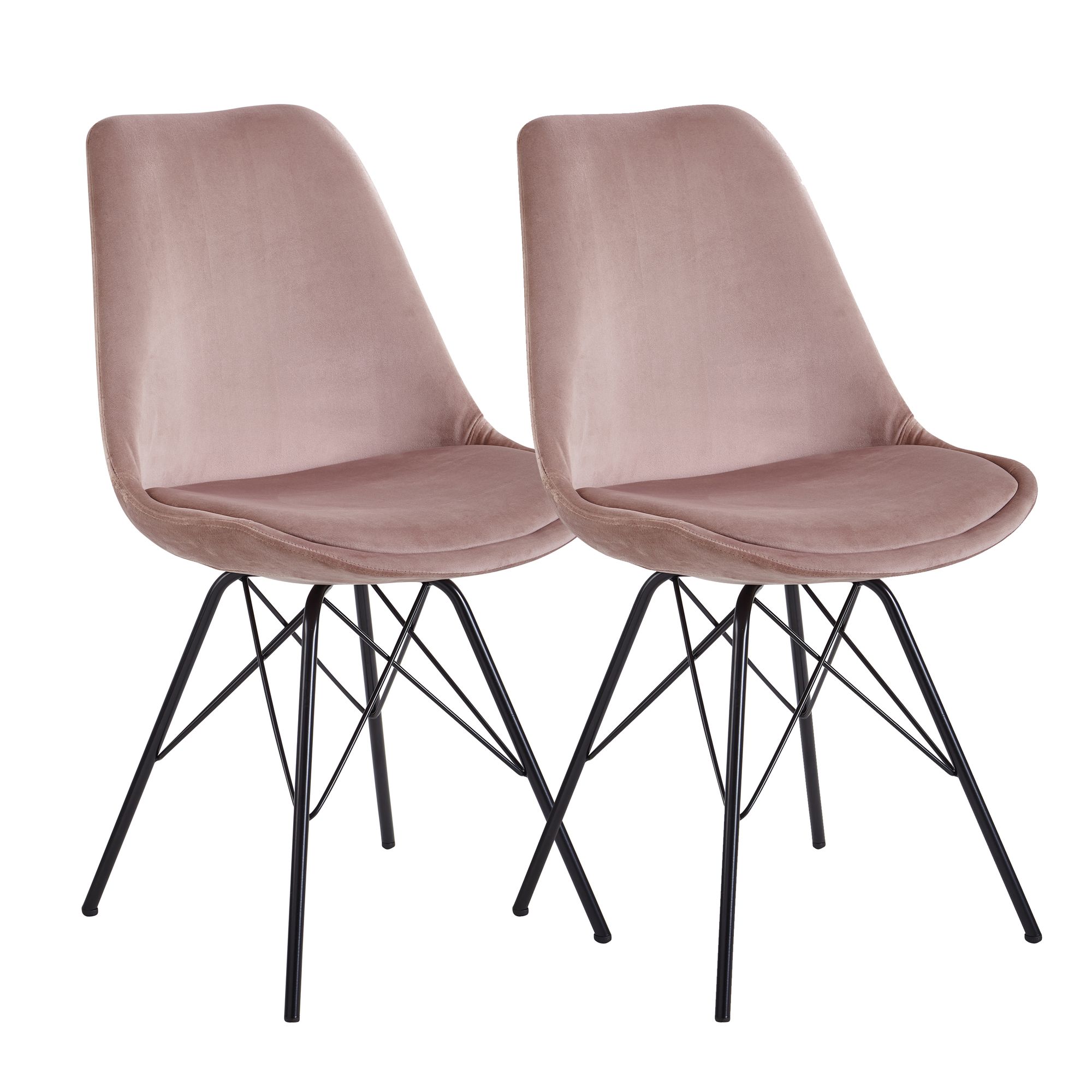 Dining  set of 2 velvet pink kitchen chair with black legs