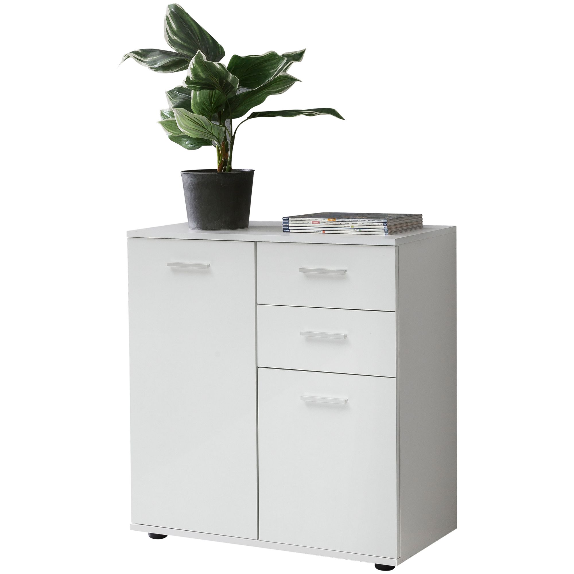 Chest of drawers svenja with doors & drawers 71x78x35cm cabinet wood white