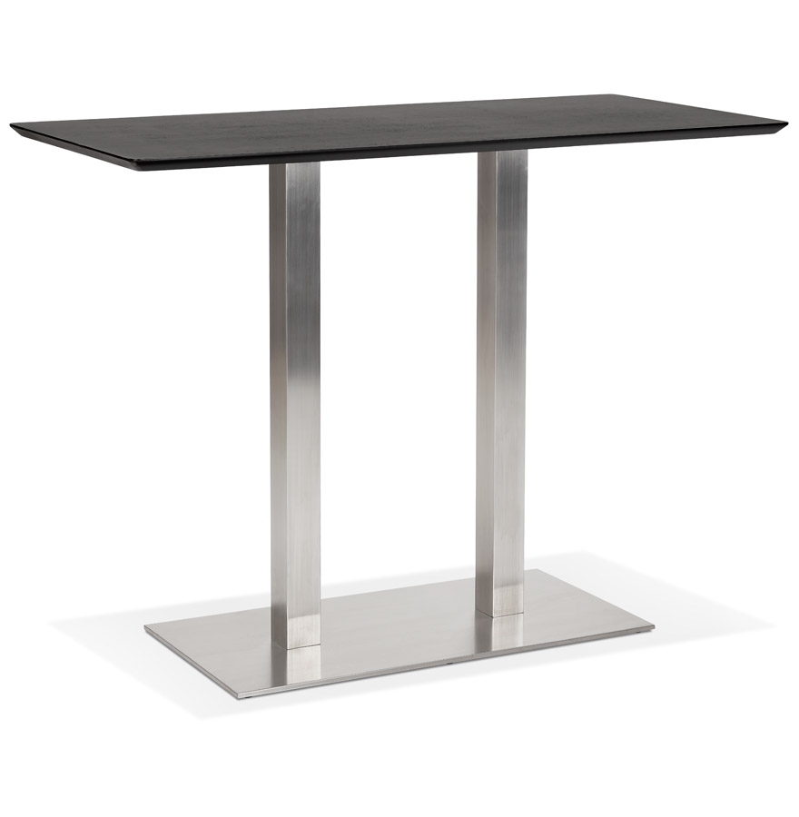 Design Stehtisch 'MAMBO BAR' schwarz mit Standfuß aus gebürstetem Metall - 150x70 cm