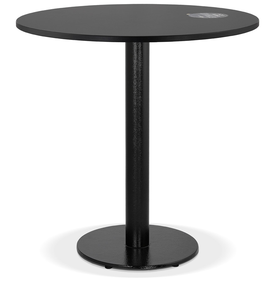 Table à dîner ronde 'LUCETTE' bois et fonte noire | Multiplex HPL noir | Ø 68x74,6 cm