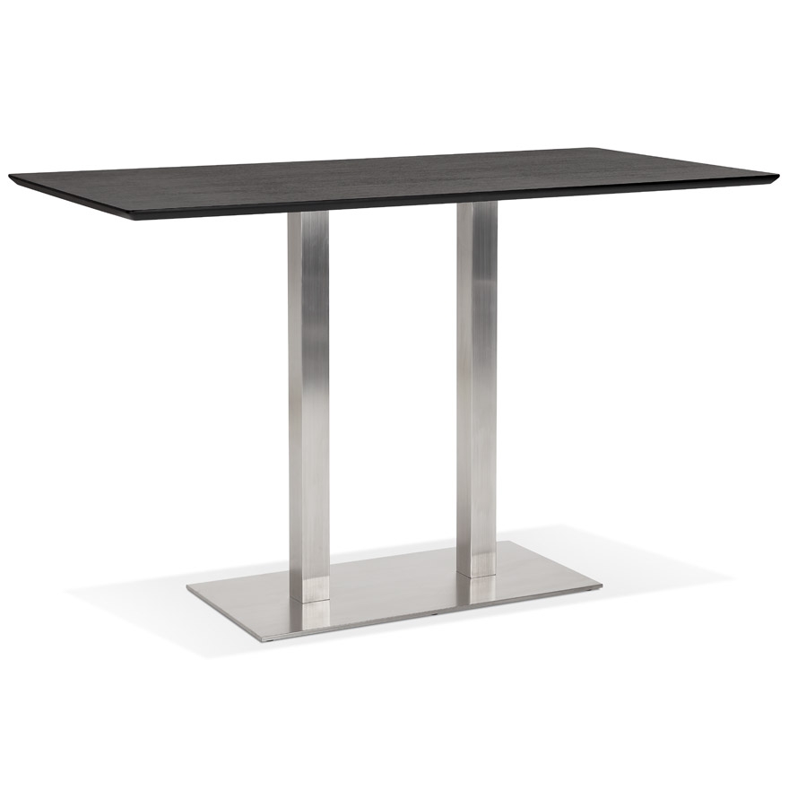 Design Stehtisch 'MAMBO BAR' schwarz mit Standfuß aus gebürstetem Metall - 180x90 cm