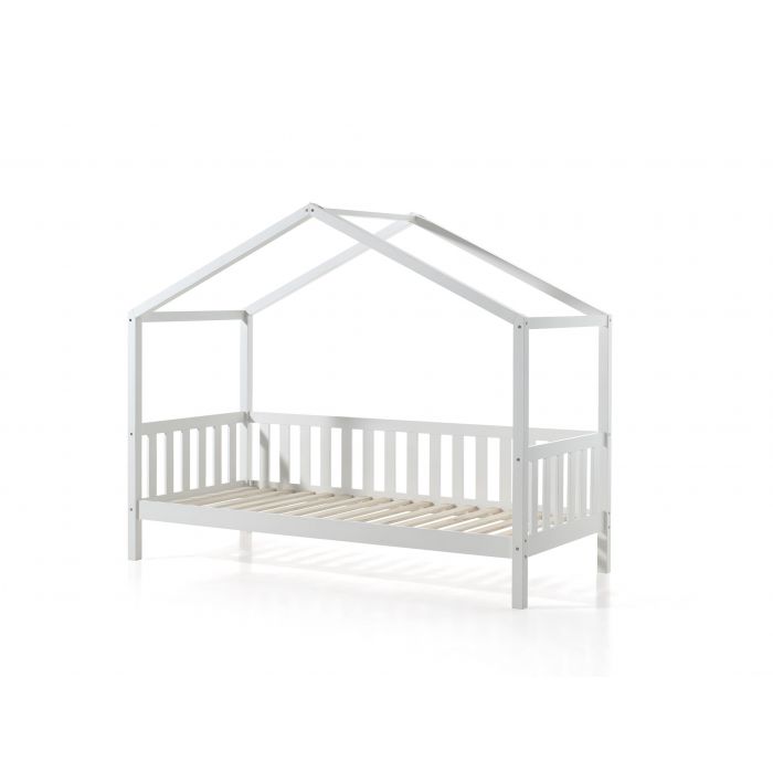Dallas 1 hausbett mit seitlicher umrandung 90 x 200 cm liegefläche, weiß