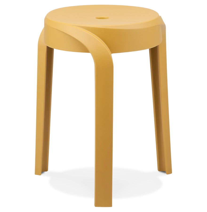 Tabouret bas empilable 'POMPA' en matière plastique moutarde