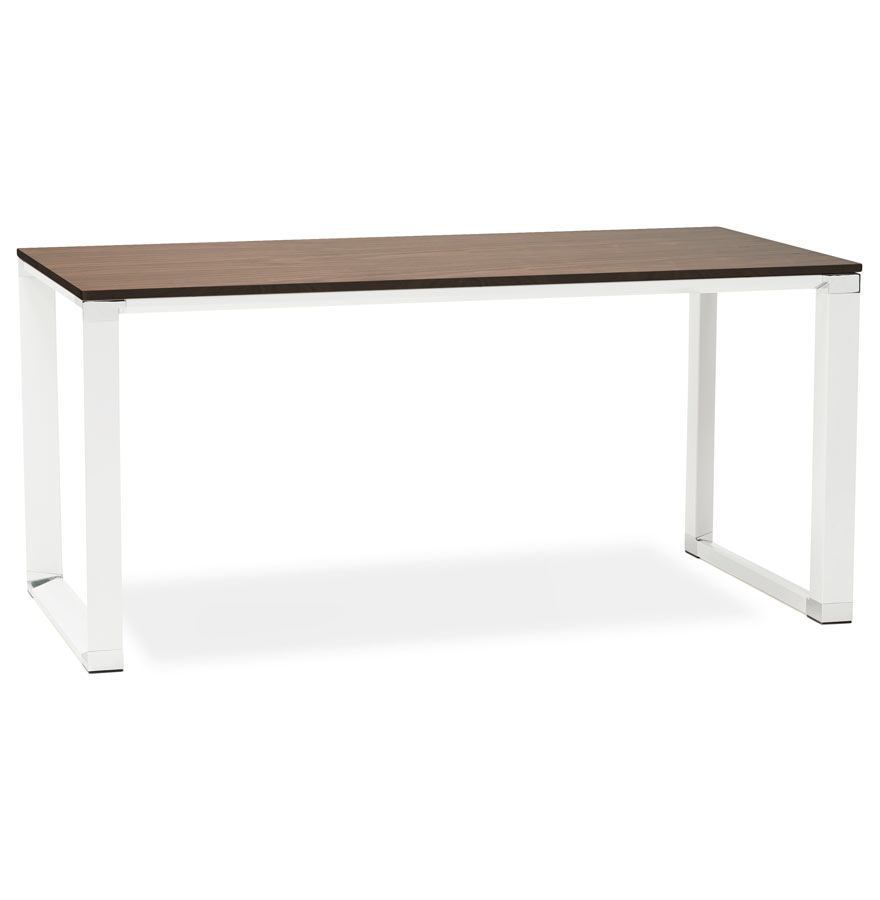 'XLINE' design right desk in wood finish Walnut and white metal - 160x80 cm